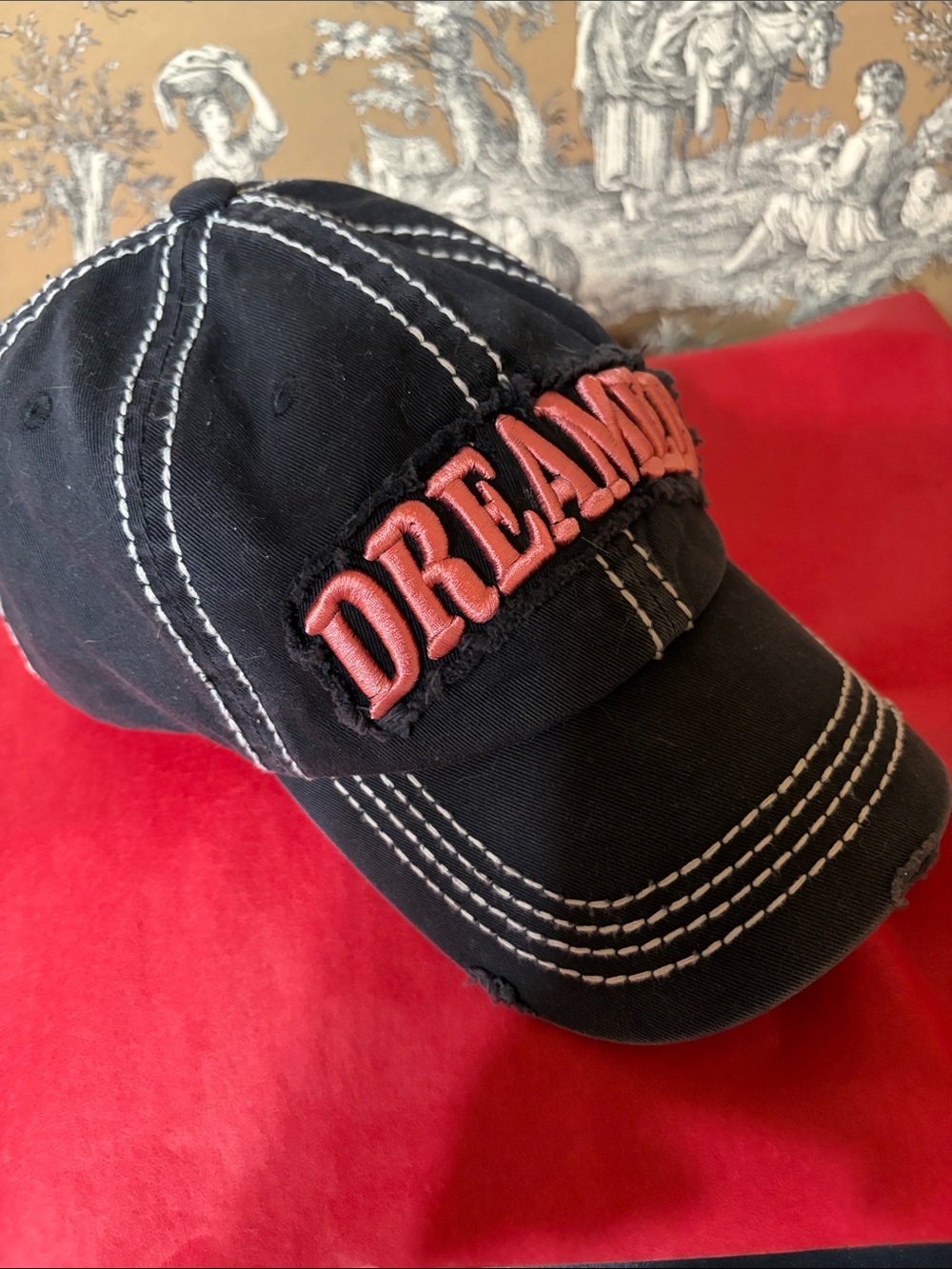 Black Baseball Cap with Pink 'DREAM' Embroidery - Picture 1 of 15